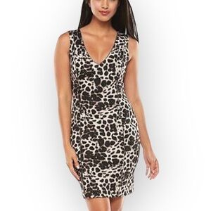 Jennifer Lopez Embellished Sheath Sleeveless Animal Print Dress